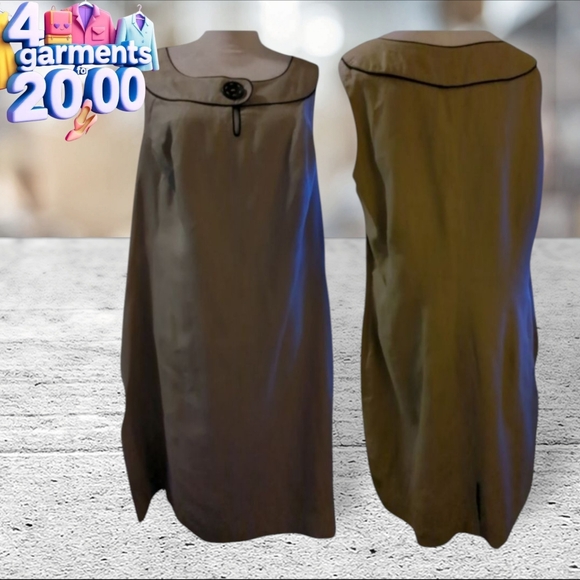 Vintage CAROLE LITTLE beige linen dress size 20 - Picture 1 of 12